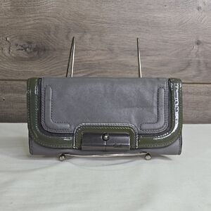 Coach Gray and Green Leather Wallet